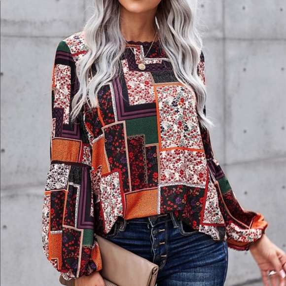 Boho Patchwork Blouse - Picture 2 of 6